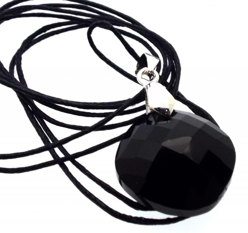 Round Faceted Black Star Andara Crystal Pendant
