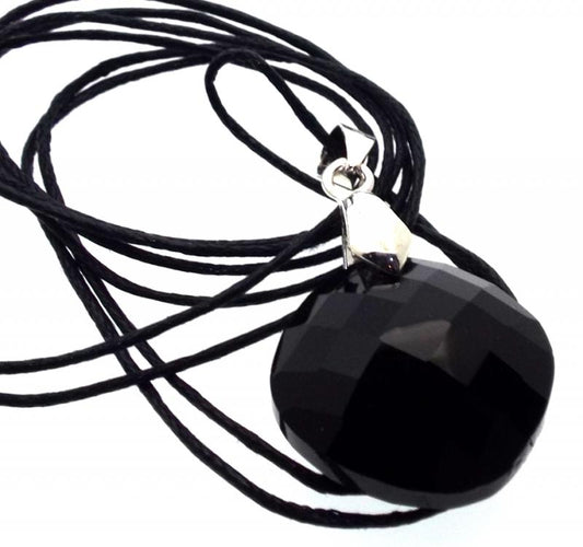 Round Faceted Black Star Andara Crystal Pendant