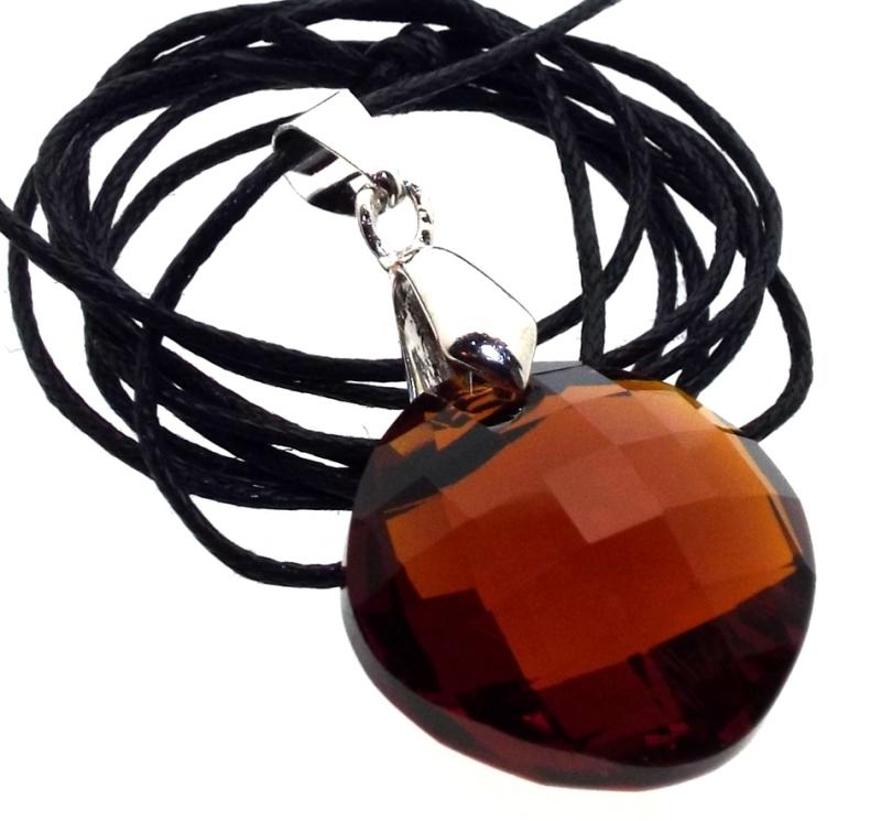Round Faceted Lemurian Amber Andara Crystal Pendant