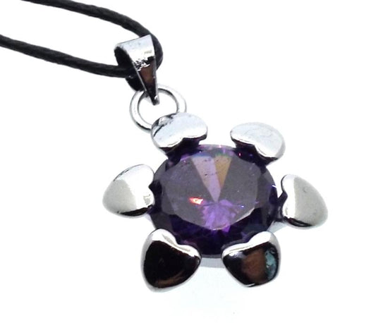 Violet Zirconia Crystal Sunflower Pendant