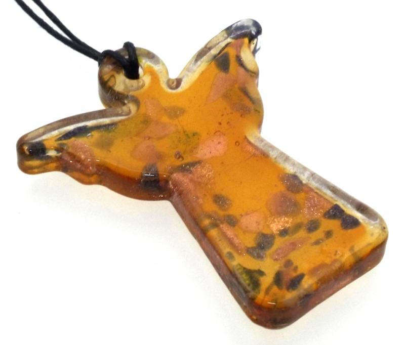 Amber Coloured Glass Angel Pendant