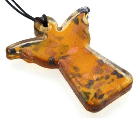 Amber Coloured Glass Angel Pendant