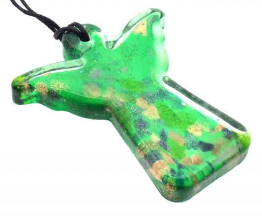 Green Coloured Glass Angel Pendant