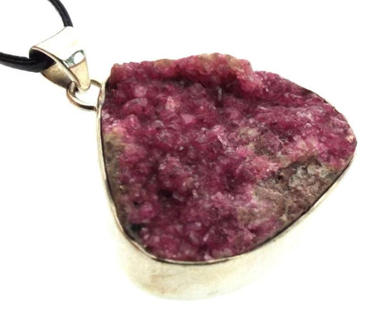 Cobalt Calcite Gemstone Sterling Silver Pendant 03