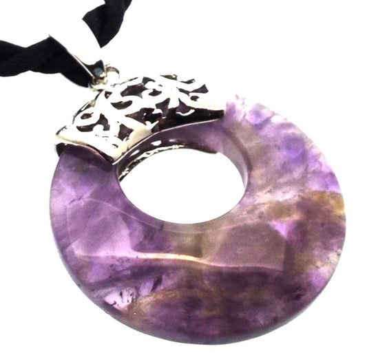 Amethyst Gemstone Donut Filigree Pendant