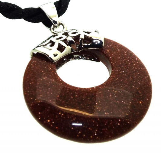 Goldstone Gemstone Donut Filigree Pendant