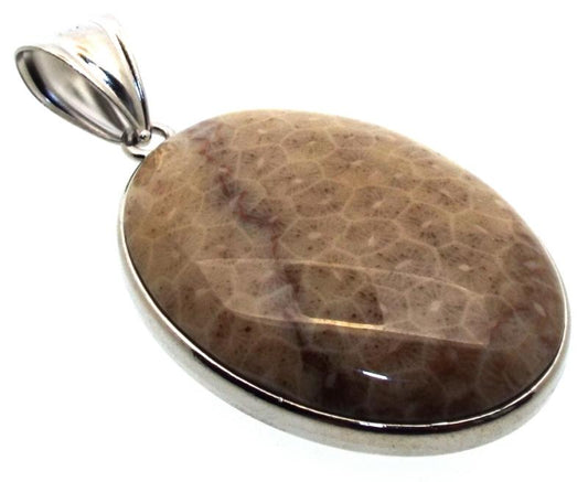 Fossilised Agate Coral Pendant