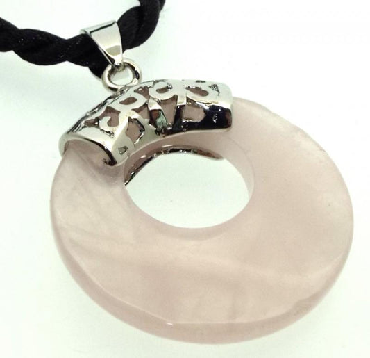 Rose Quartz Gemstone Donut Filigree Pendant