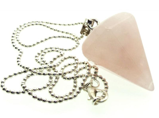 Rose Quartz Gemstone Hexagon Pendulum Point Pendant