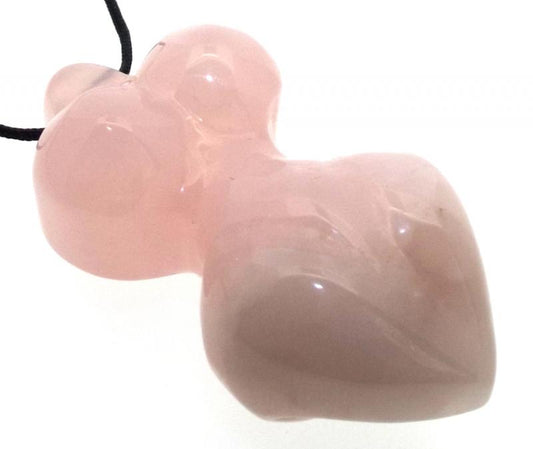Rose Quartz Gemstone Chunky Fertility Goddess Pendant