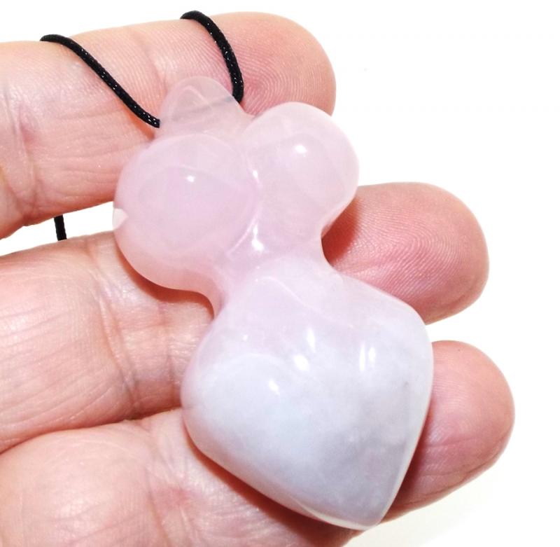 Rose Quartz Gemstone Chunky Fertility Goddess Pendant