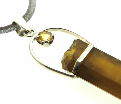 Natural Smoky Citrine Gemstone Point Pendant 01