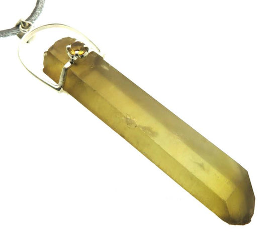 Natural Smoky Citrine Gemstone Point Pendant 04