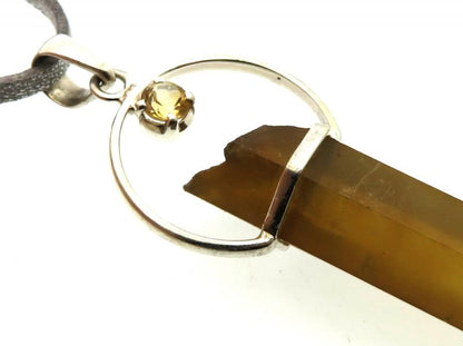 Natural Smoky Citrine Gemstone Point Pendant 05