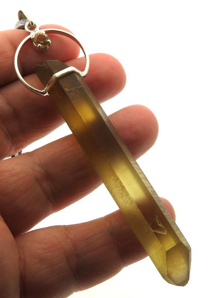 Natural Smoky Citrine Gemstone Point Pendant 05