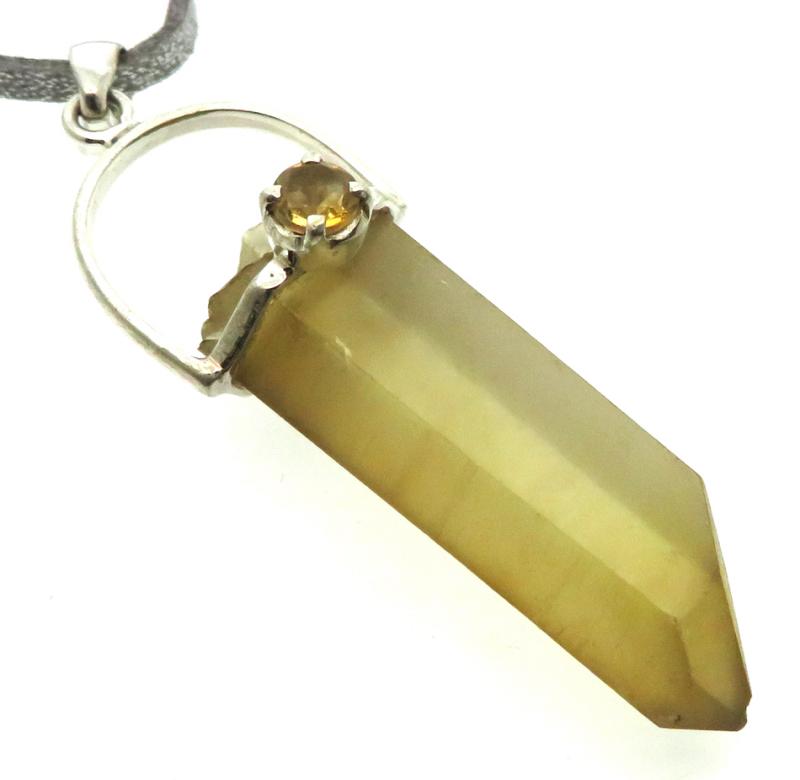 Natural Smoky Citrine Gemstone Point Pendant 06