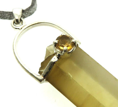 Natural Smoky Citrine Gemstone Point Pendant 06