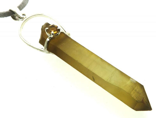 Natural Smoky Citrine Gemstone Point Pendant 07