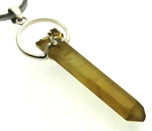 Natural Smoky Citrine Gemstone Point Pendant 08