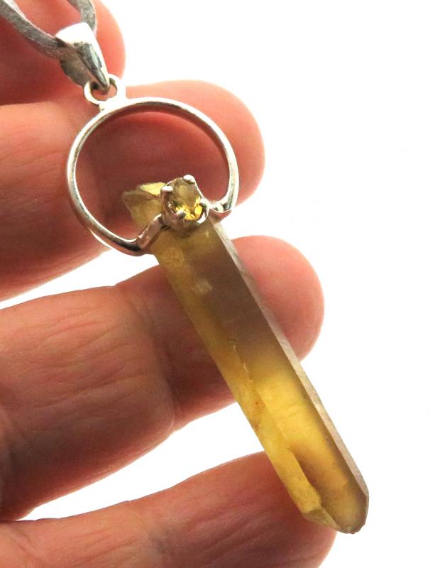Natural Smoky Citrine Gemstone Point Pendant 08