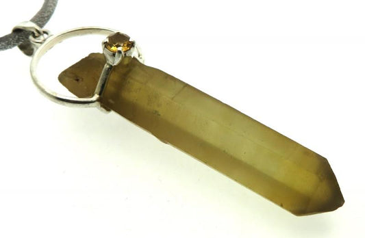 Natural Smoky Citrine Gemstone Point Pendant 09