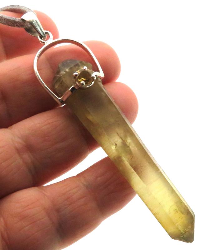 Natural Smoky Citrine Gemstone Point Pendant 10