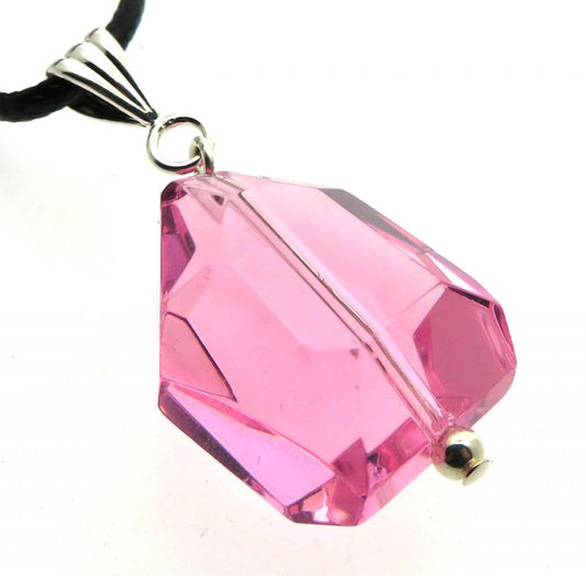 Large Random Faceted Venus Pink Andara Crystal Pendant