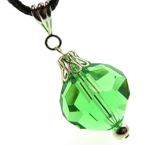 Faceted Sphere Terra Olive Andara Crystal Pendant