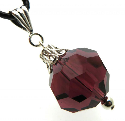 Faceted Sphere Amethyst Purple Andara Crystal Pendant