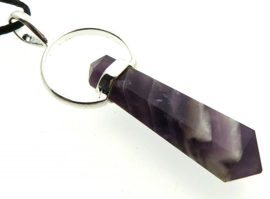 Chevron Amethyst Double Terminated Faceted Point Pendant