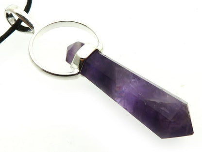 Chevron Amethyst Double Terminated Faceted Point Pendant