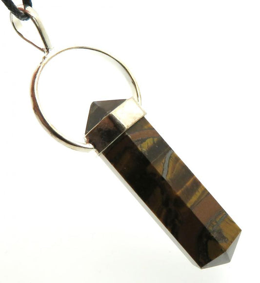 Tigers Eye Double Terminated Faceted Point Pendant
