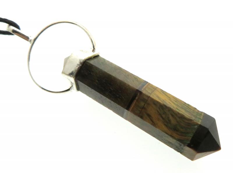 Tigers Eye Double Terminated Faceted Point Pendant