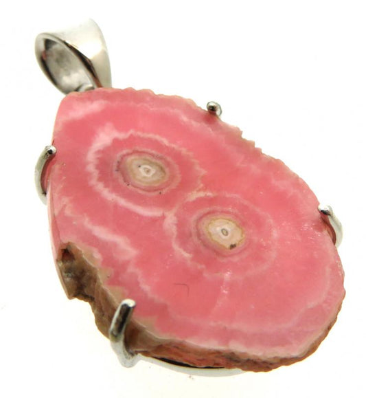 Rhodochrosite Gemstone Sterling Silver Pendant 08
