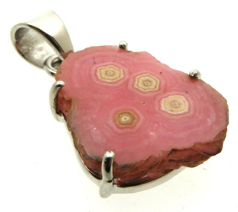 Rhodochrosite Gemstone Sterling Silver Pendant 12