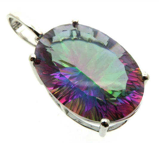 Mystic Topaz Gemstone Sterling Silver Pendant 01