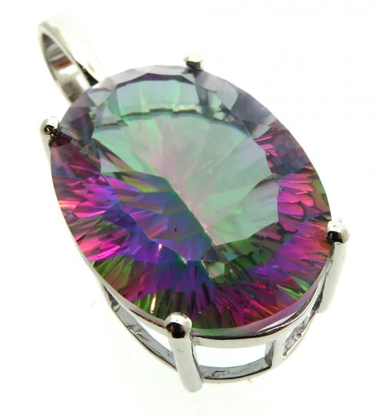 Mystic Topaz Gemstone Sterling Silver Pendant 01