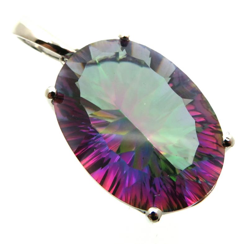 Mystic Topaz Gemstone Sterling Silver Pendant 01