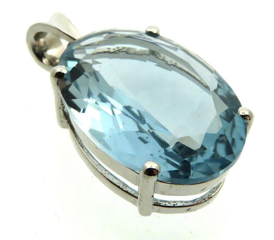Siberian Aquamarine Quartz Sterling Silver Pendant 02