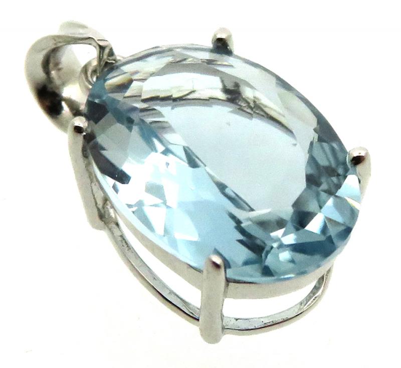 Siberian Aquamarine Quartz Sterling Silver Pendant 03