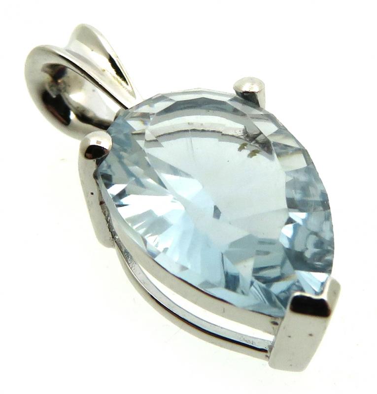 Siberian Aquamarine Quartz Sterling Silver Pendant 05