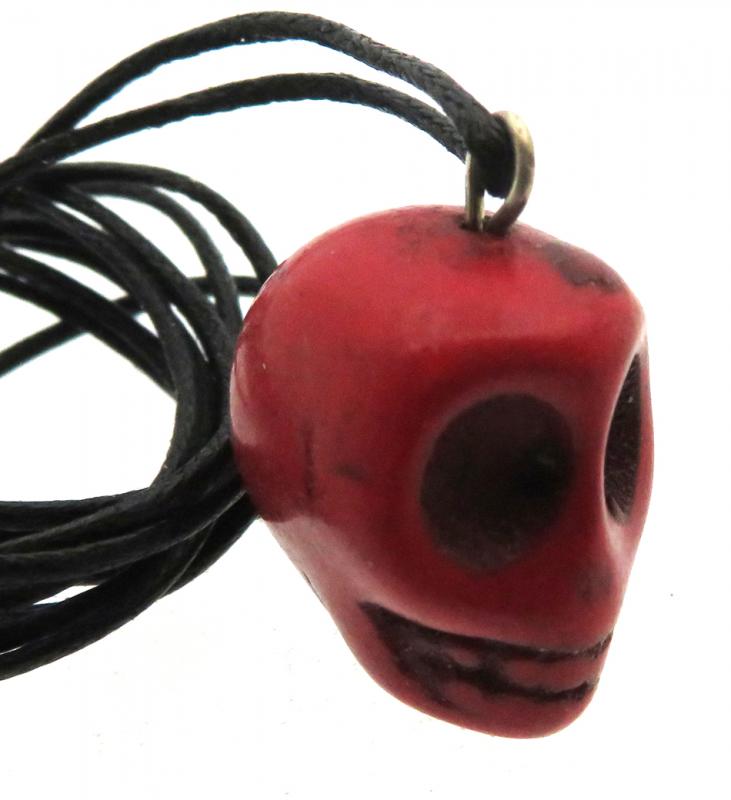 Coloured Red Stone Skull Pendant