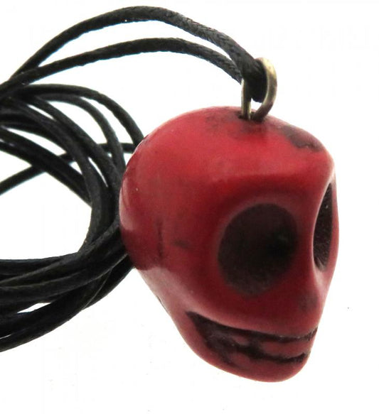 Coloured Red Stone Skull Pendant