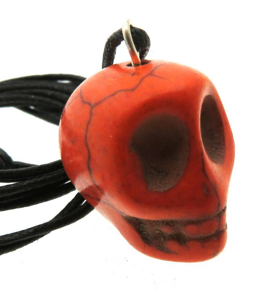 Coloured Orange Stone Skull Pendant