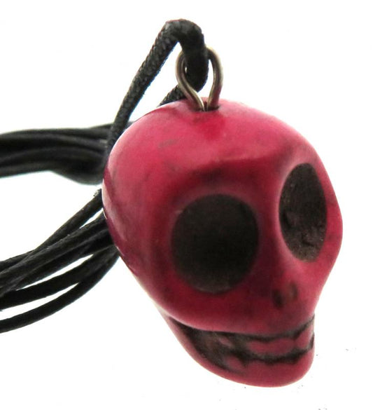 Coloured Pink Stone Skull Pendant
