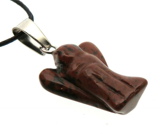 Mahogany Stone Gemstone Carved Angel Pendant