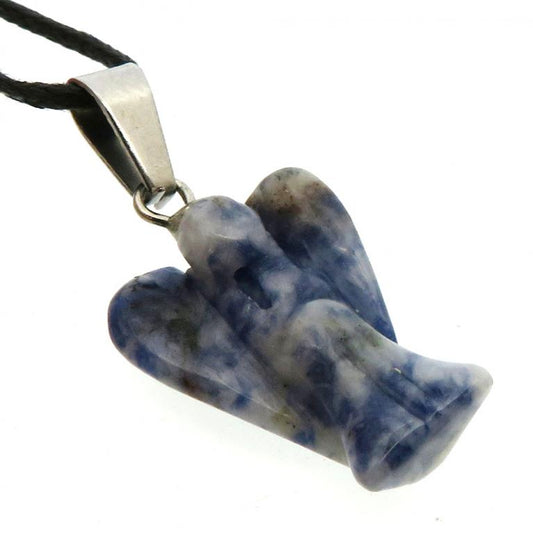 Sodalite Gemstone Carved Angel Pendant