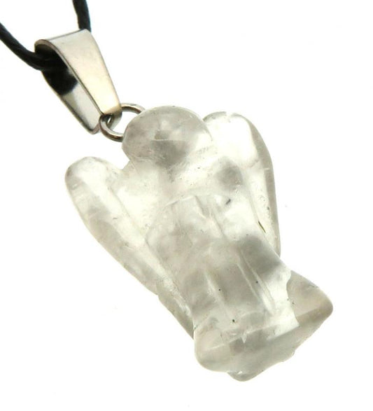 Clear Quartz Gemstone Carved Angel Pendant