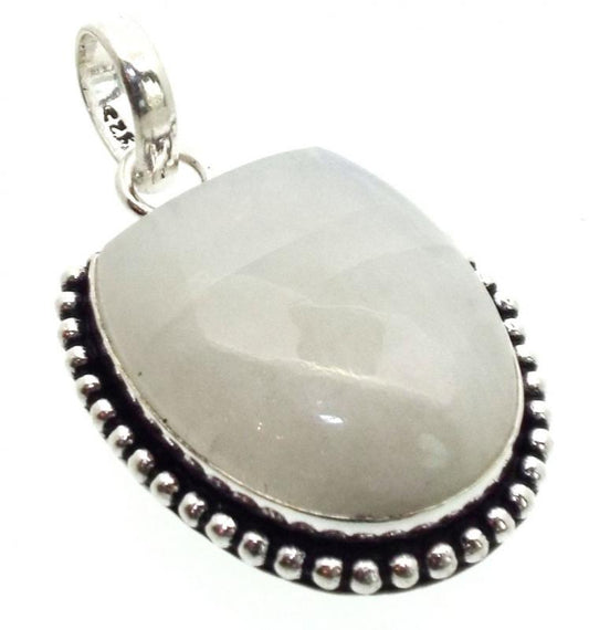 Rainbow Moonstone Indian Silver Pendant 01