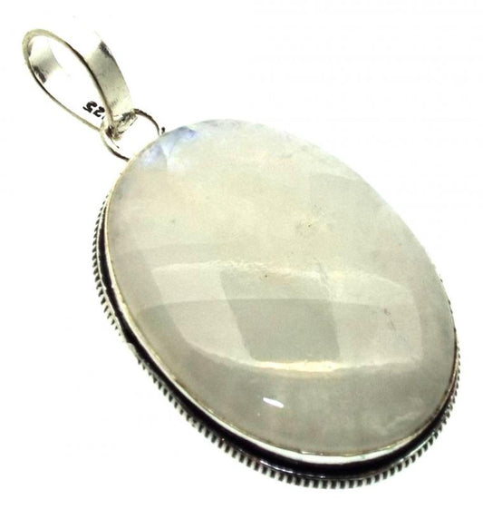 Rainbow Moonstone Indian Silver Pendant 02